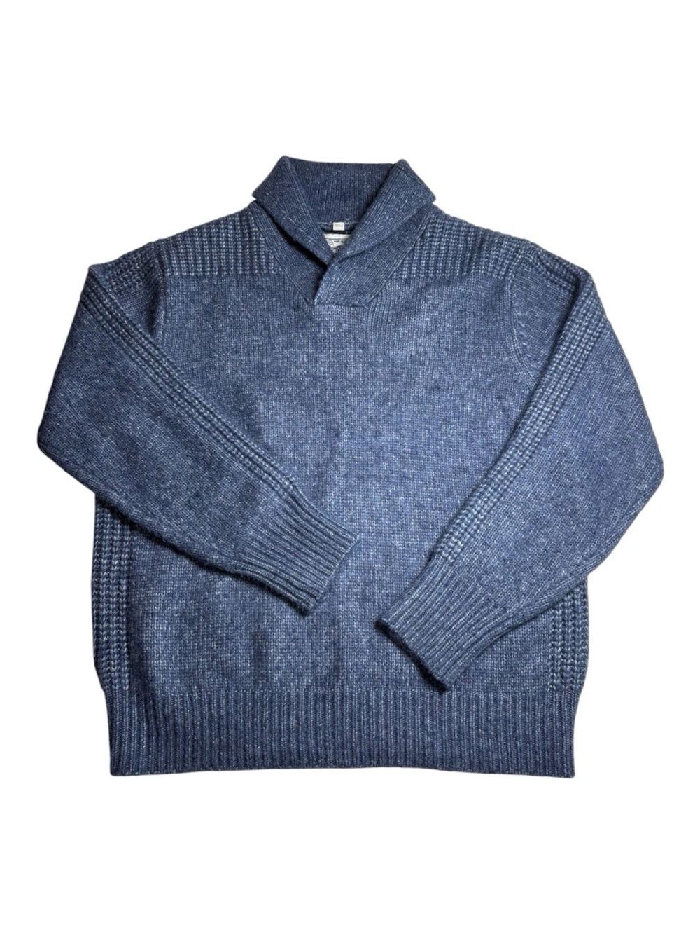 Schott Bros.  Fishermans Sweater Mens XL Blue Shawl Collar Chunky Knit Pullover